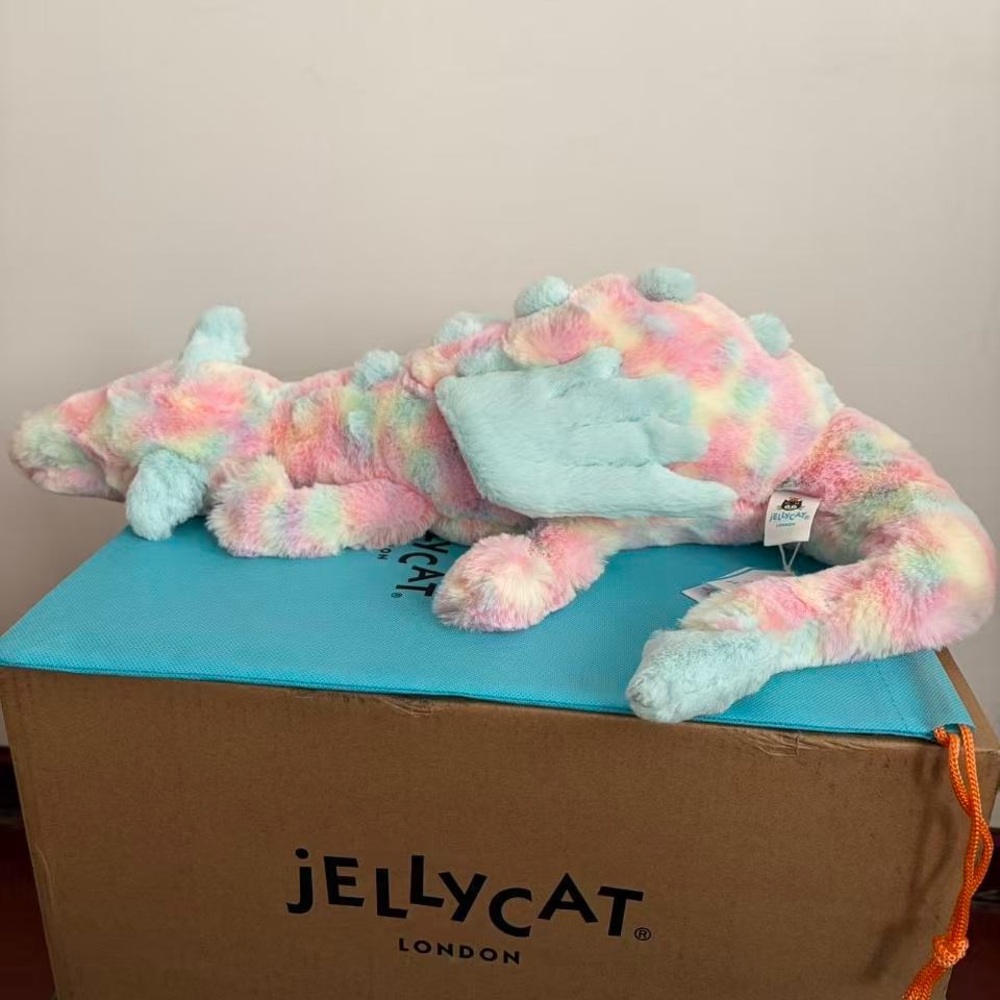 AUTHENTIC❗️New with Tags - Jellycat LARGE Lazulia Dragon Rainbow Pastel - RARE!